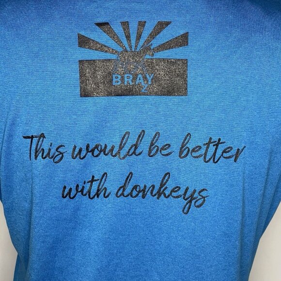 Donkey Womens sz M Tee Shirt Bright Blue Brayz Restaurant Hazel Park MI - Picture 4 of 7